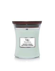 WoodWick Sagewood & Seagrass Medium Candle - Yankee Candle & WoodWick