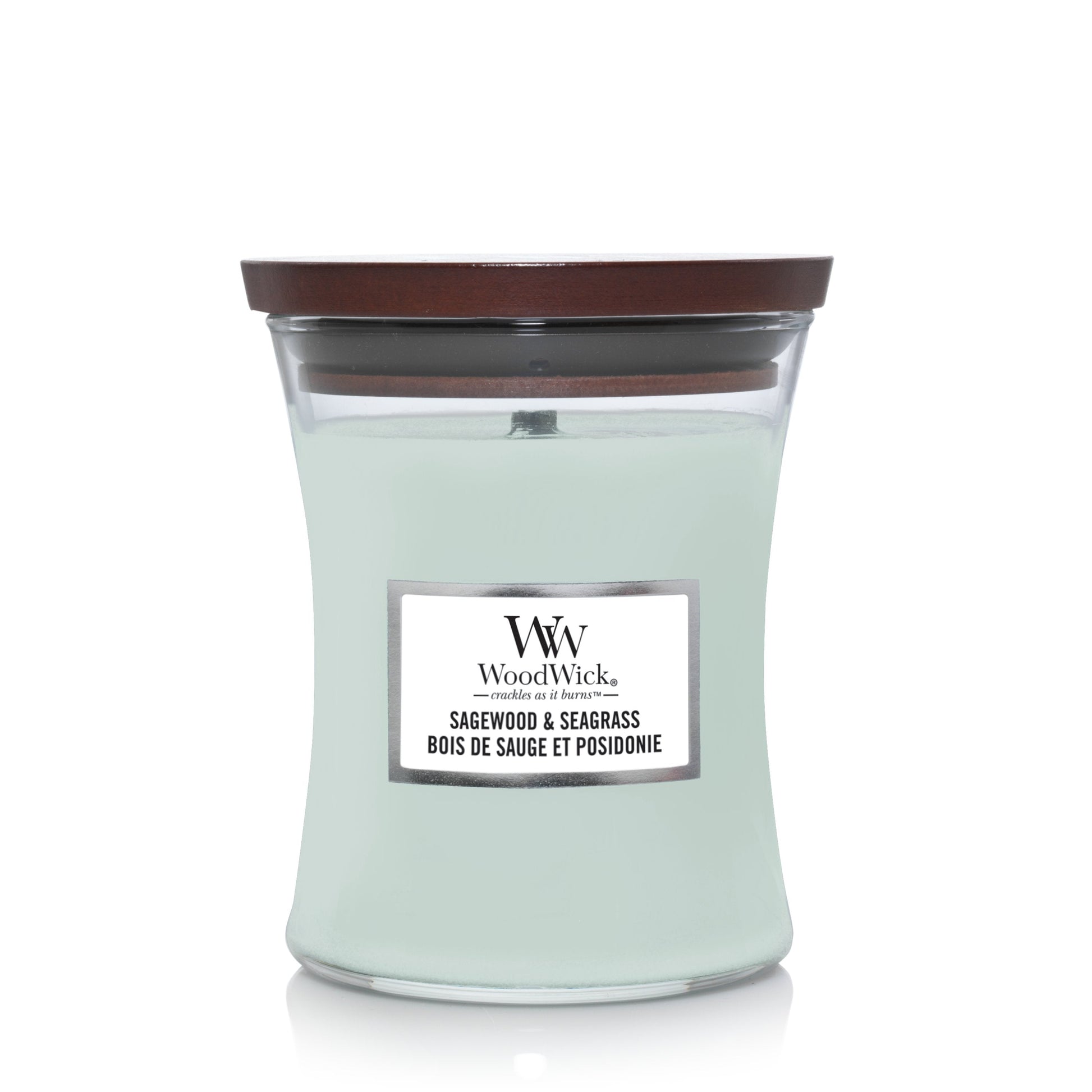 WoodWick Sagewood & Seagrass Medium Candle - Yankee Candle & WoodWick