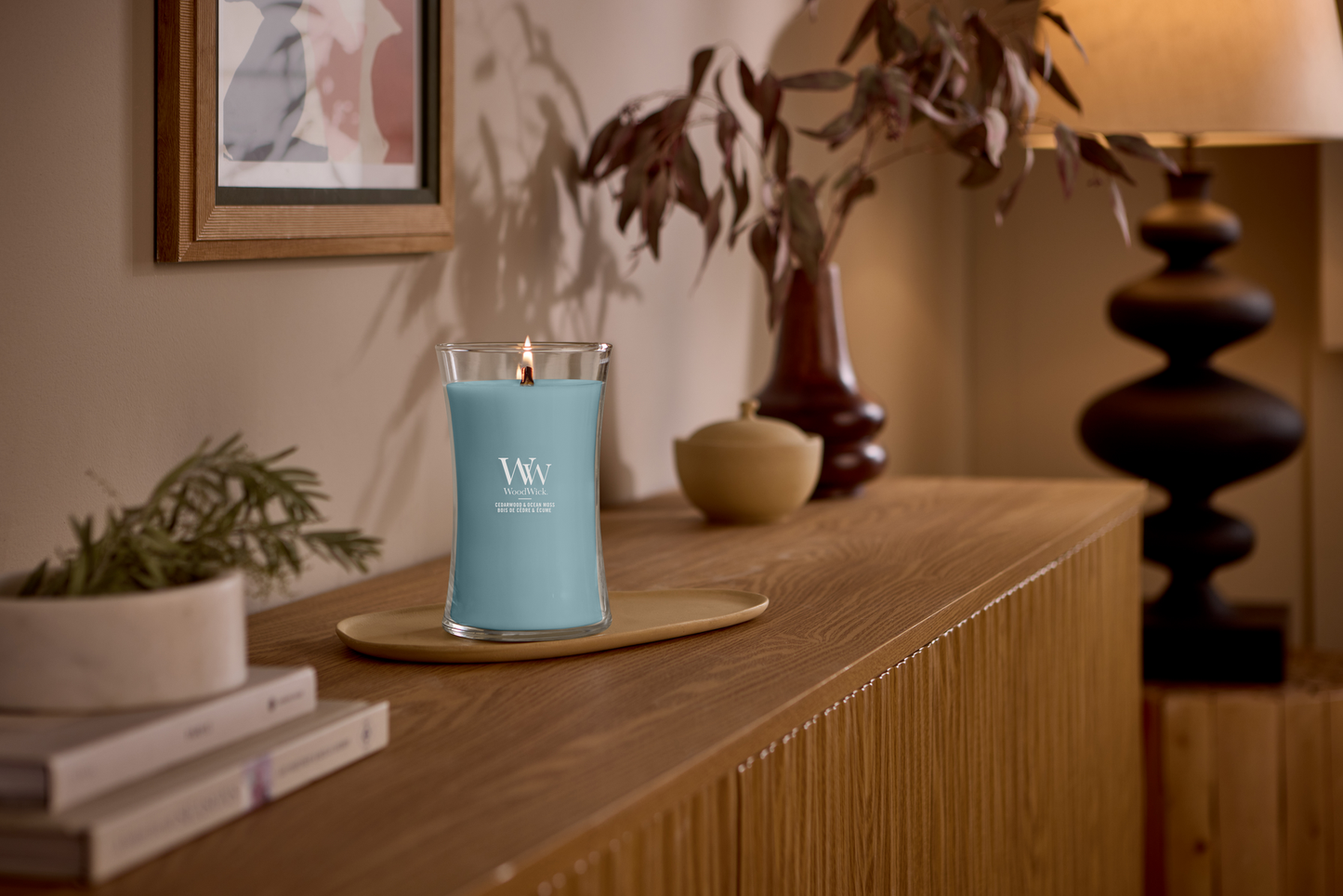 WoodWick Cedarwood & Ocean Moss Mini Geurkaars