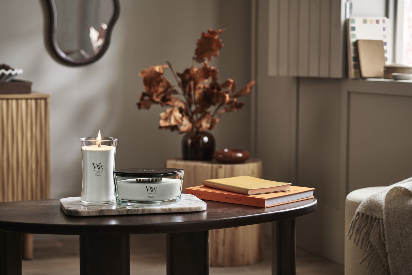 WoodWick White Teak Mini Geurkaars