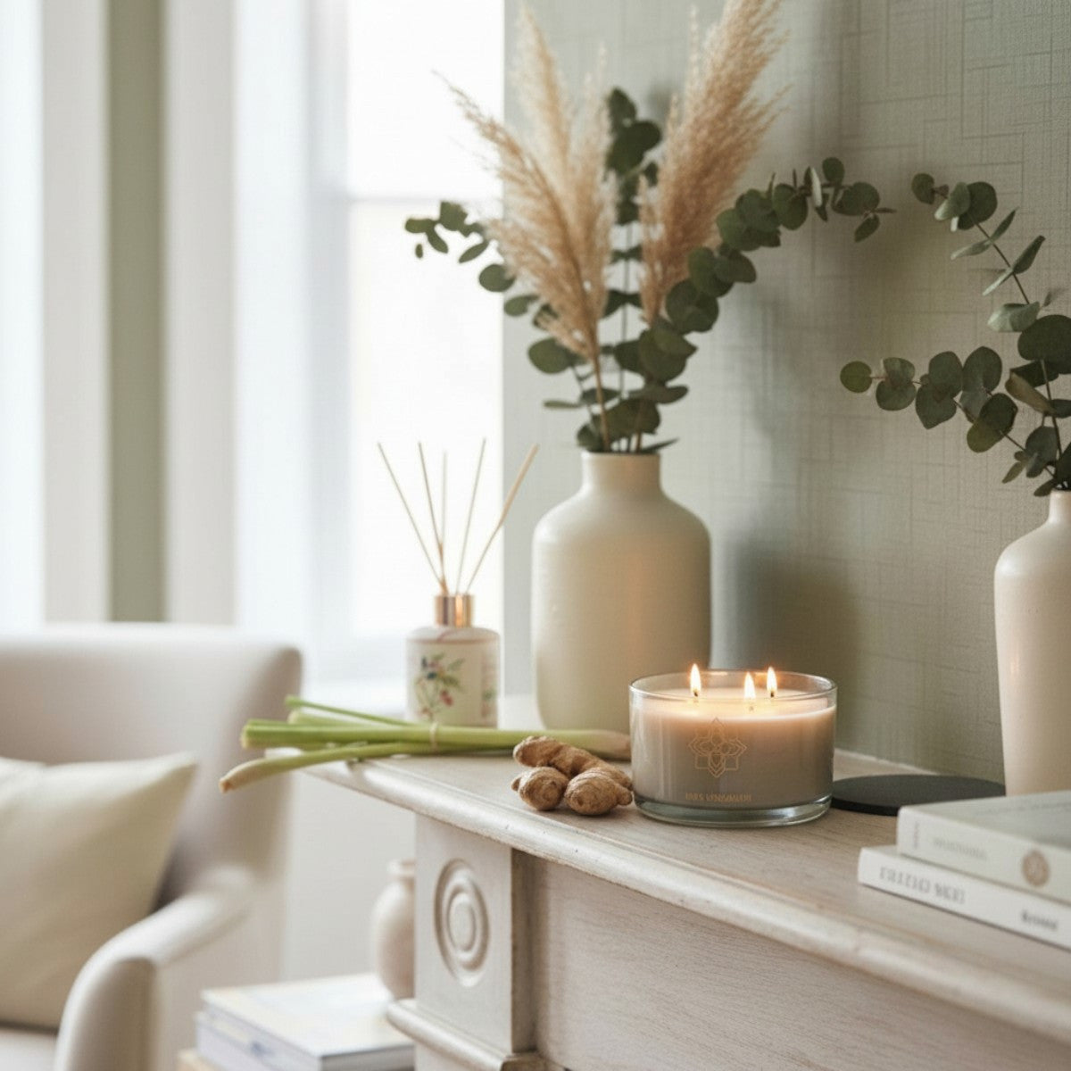 Max Benjamin 3-Wick Geurkaars - Lemongrass & Ginger