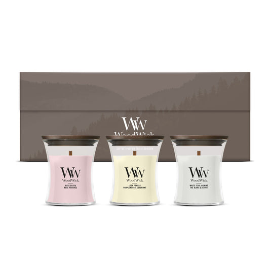 WoodWick - Deluxe Cadeauset - 3 Mini Geurkaarsen - Bloemig