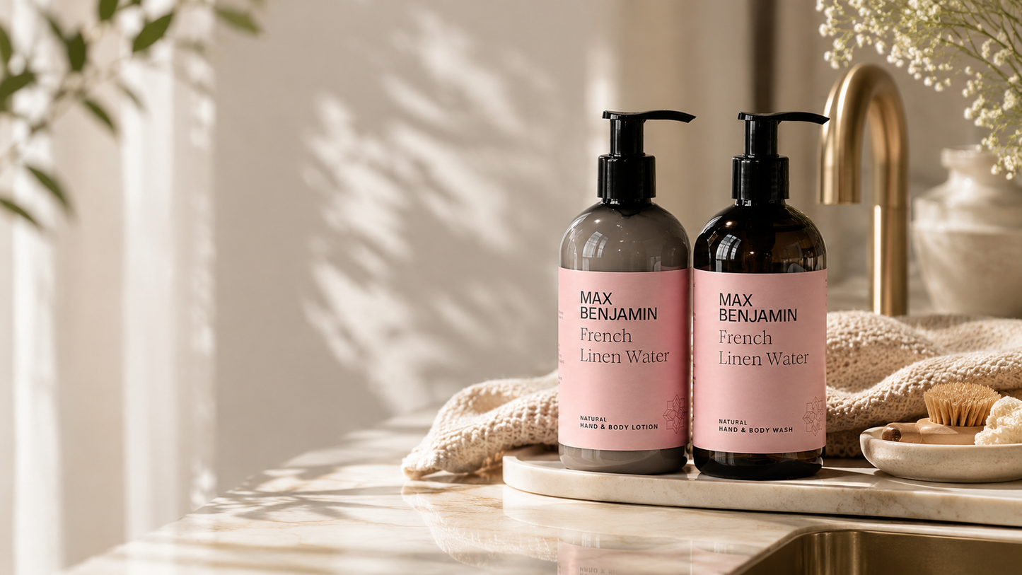 Max Benjamin Hand & Body Lotion + Wash 300ml - French Linen Water